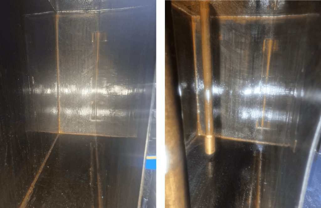 Internal carbon steel fuel tank surfaces coated with GreenVCI GVL700 Penetrene Protectant