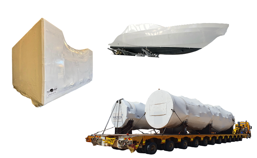 Heavy haul shrink wrap containment services for large machinery, marine vessels, and industrial tanks in Australia